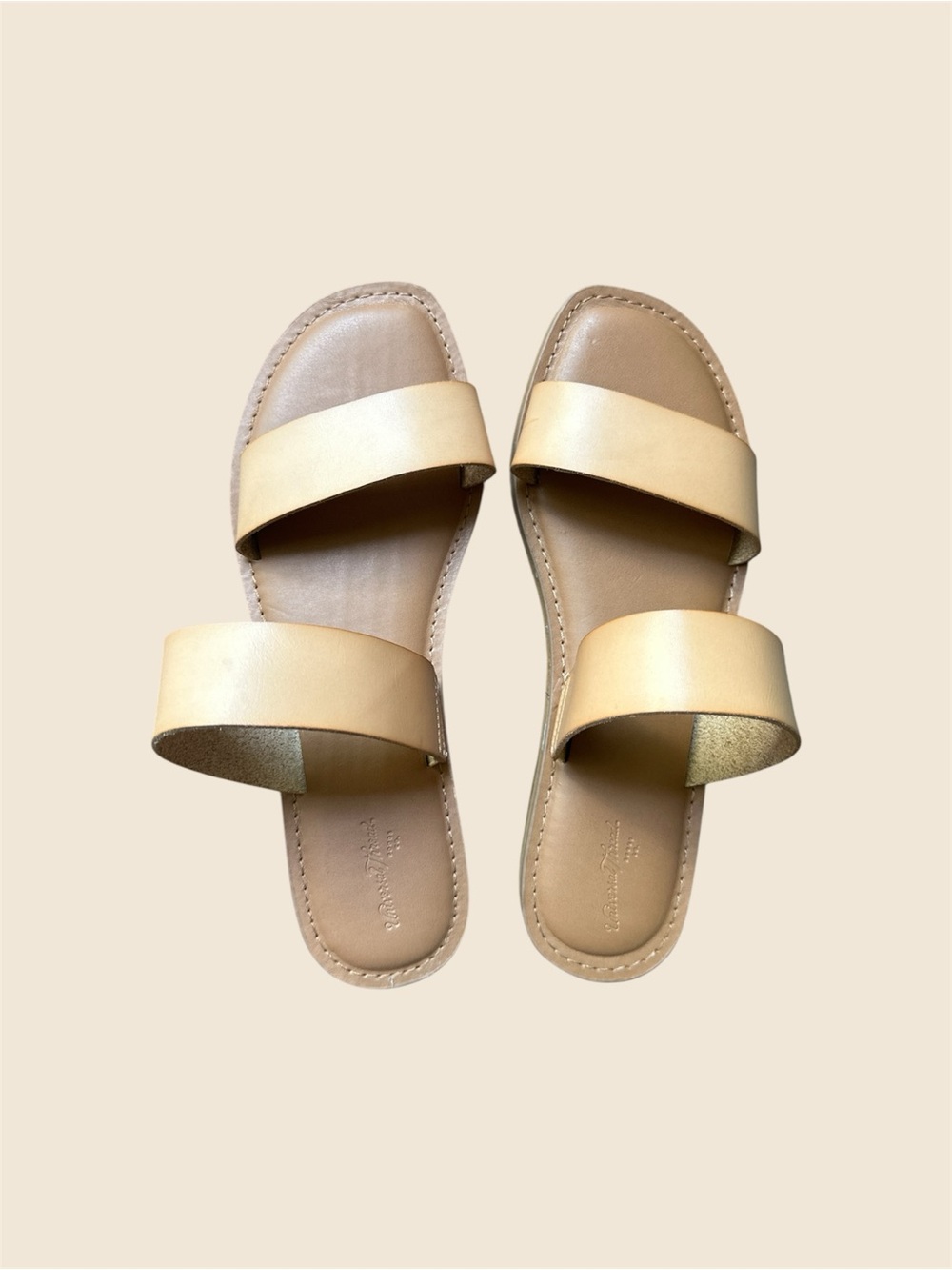 Universal Thread Double-Band Slide Sandals in Tan